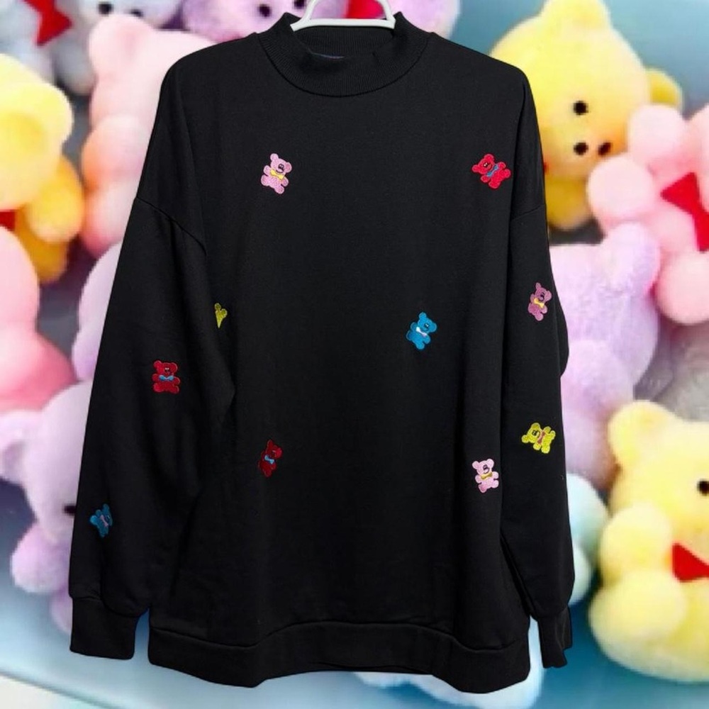 Lazy Oaf Arty Party Teddybear Black Sweatshirt dress